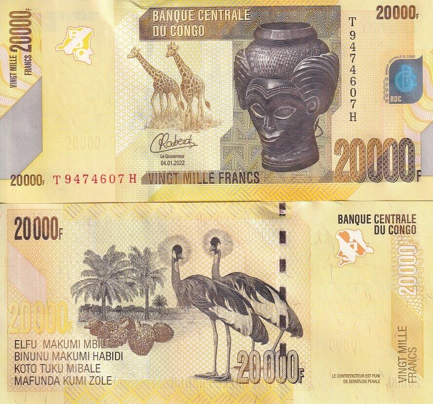 Congo 20000 Francs 2022/2023 P 104 d NEW Sign UNC