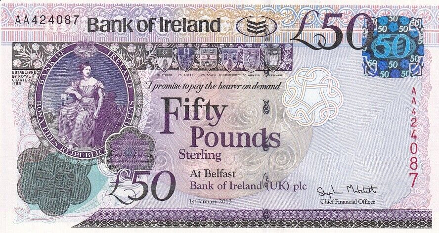 Northern Ireland 50 Pounds 2013 P 89 UNC