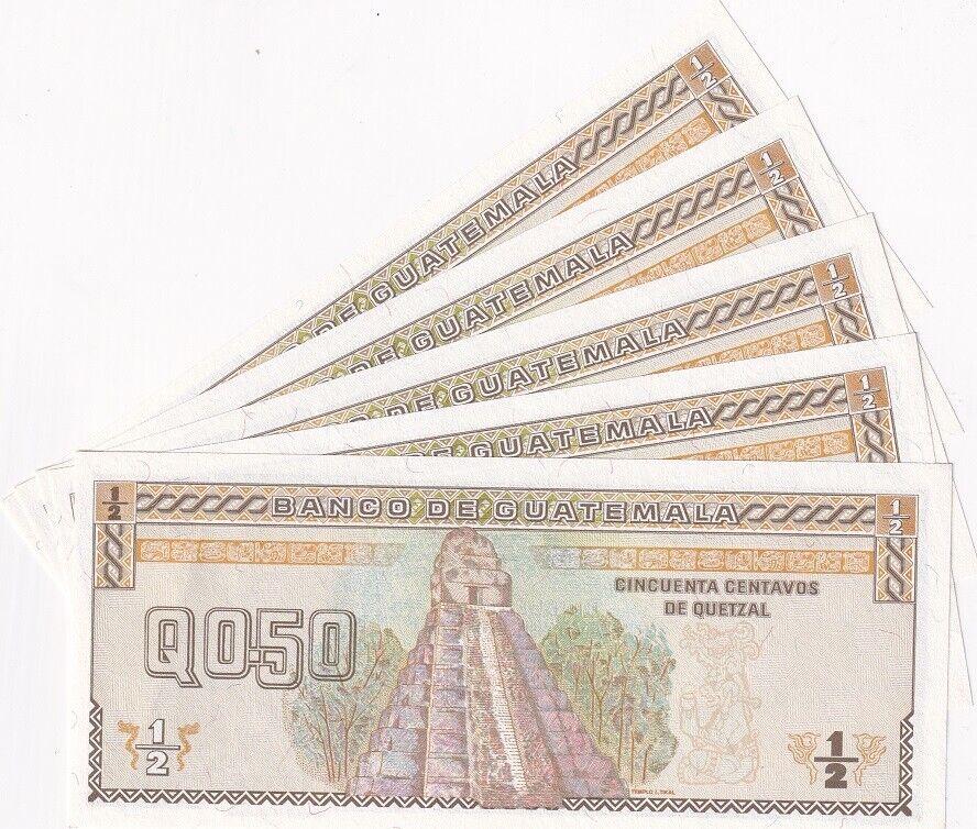 Guatemala 1/2 Quetzales 1994 P 86 b UNC LOT 5 PCS