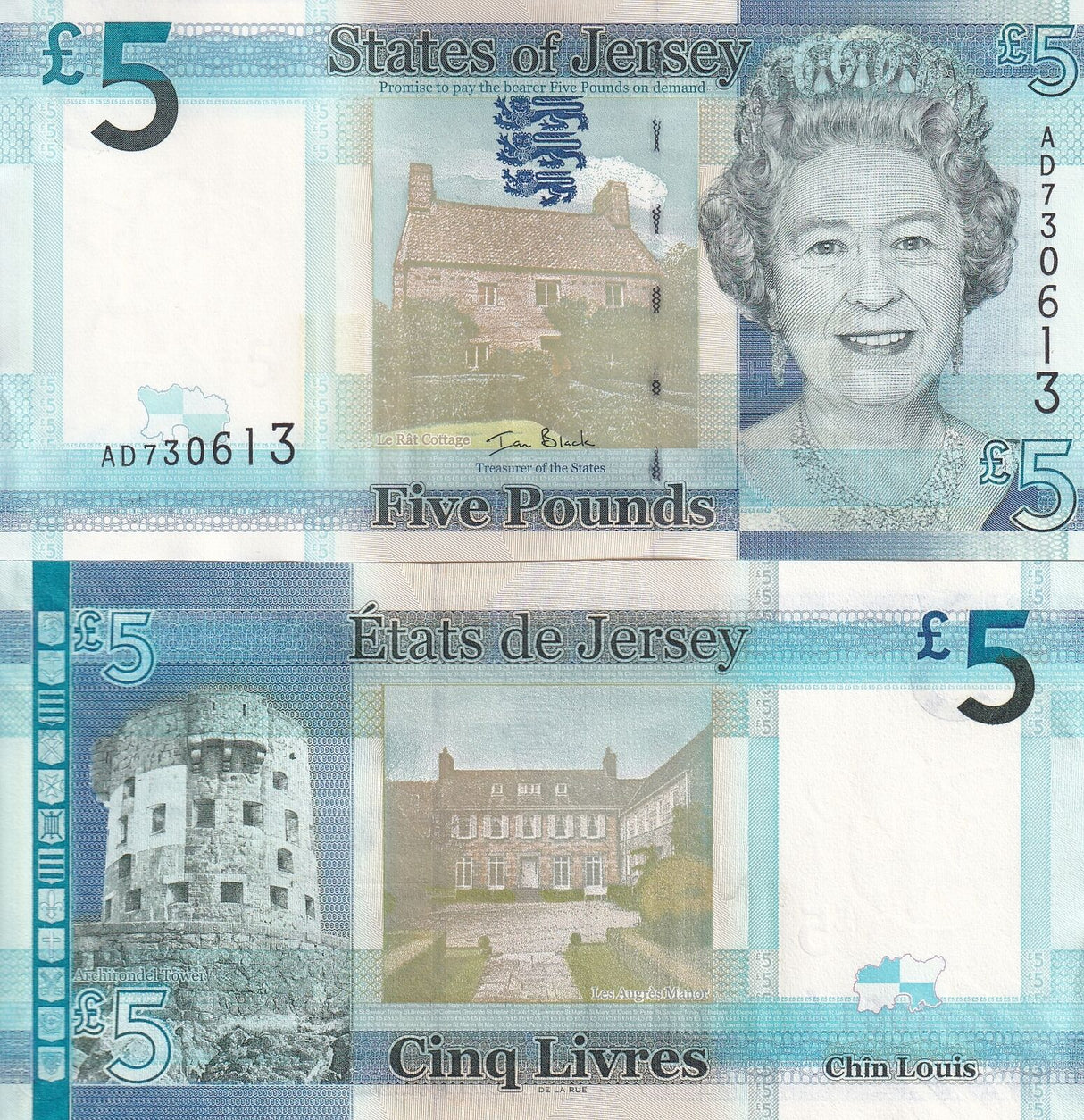 Jersey 5 Pounds ND 2010 QE II P 33 a UNC