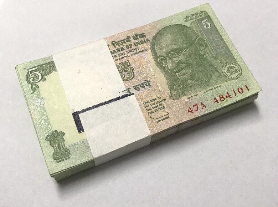 India 5 Rupees 2009 P 94 Aa UNC LOT 100 PCS 1 BUNDLE