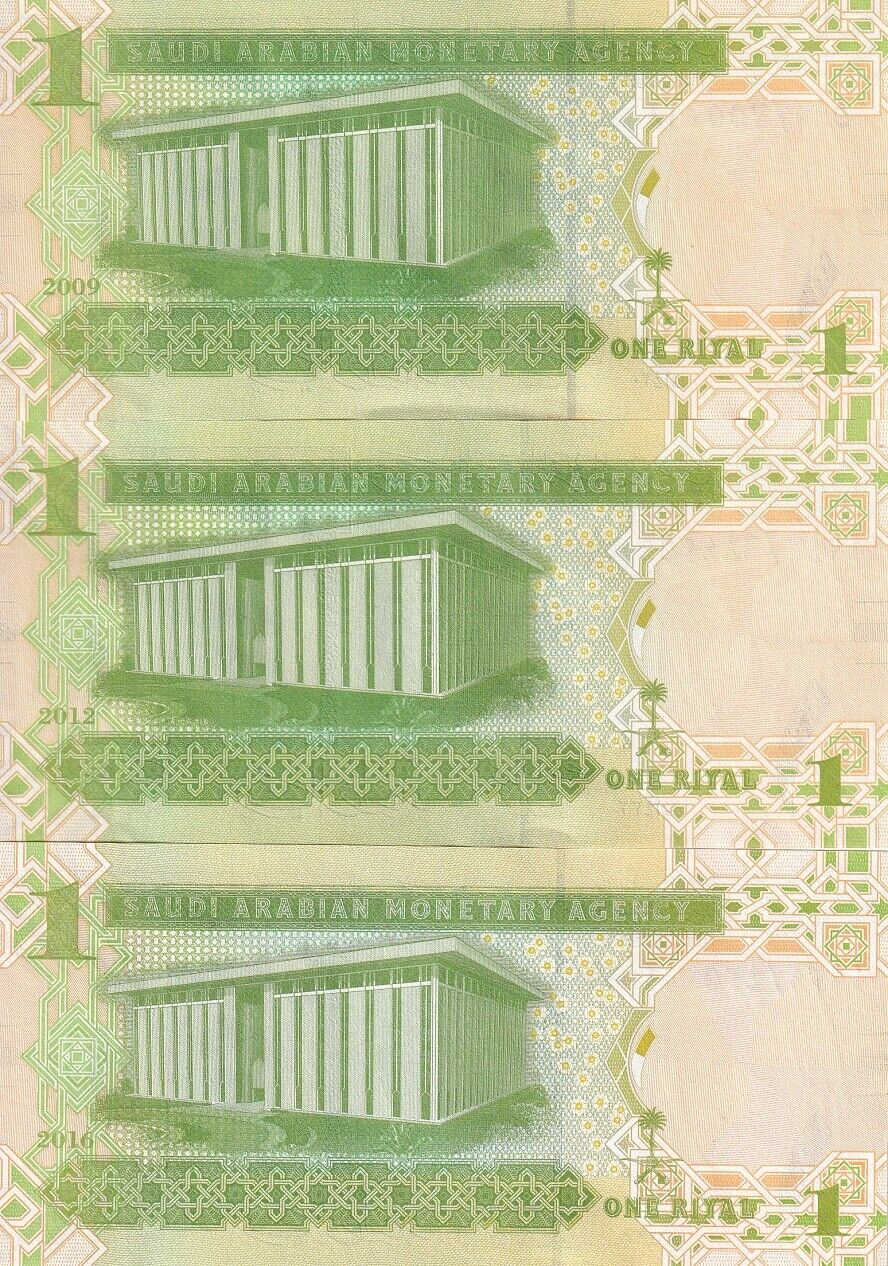 Saudi Arabia Set 3 PCS of 1 Riyal 2009 2012 2019 P 31b P 31c P 31d UNC