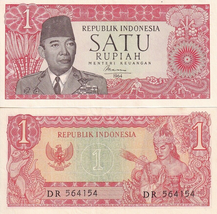 Indonesia 1 Rupiah 1964 Sukarno P 80 b UNC