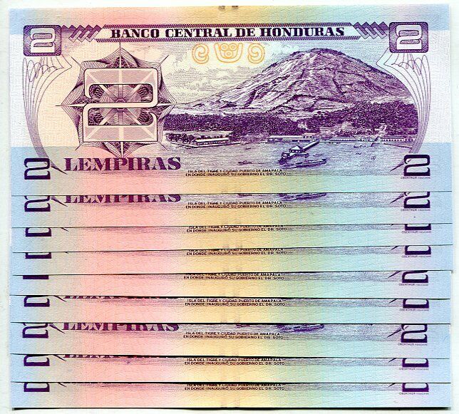 Honduras 2 Lempiras 2014 P 97 b UNC LOT 10 PCS