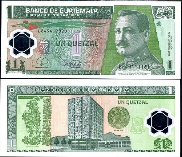 Guatemala 1 Quetzal 2008 P 115 a Polymer UNC
