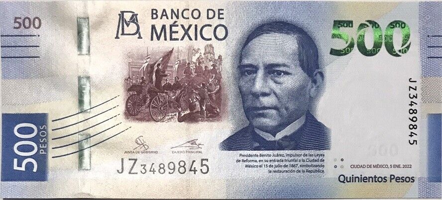 Mexico 500 Pesos 2022 Sign Gerardo Esquivel Random Series P 136 UNC