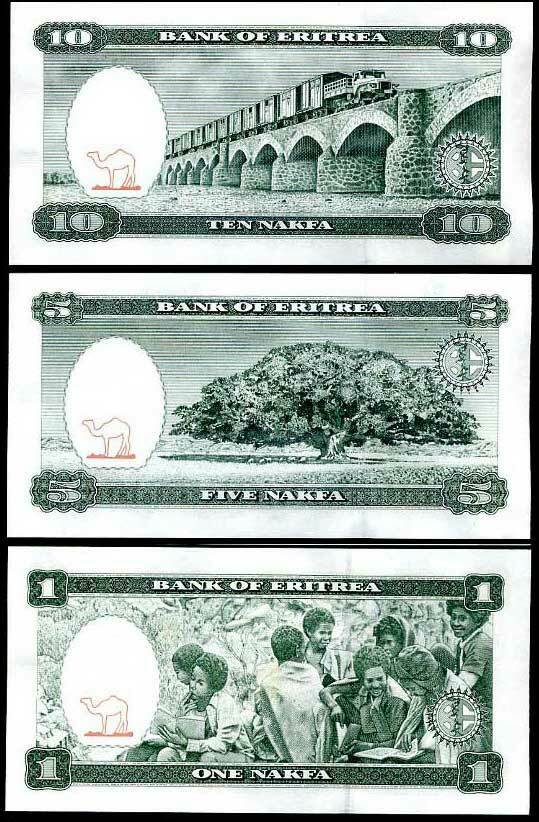 ERITREA SET 3 PCS 1 5 10 NAKFA 1997 P 1 2 3 UNC