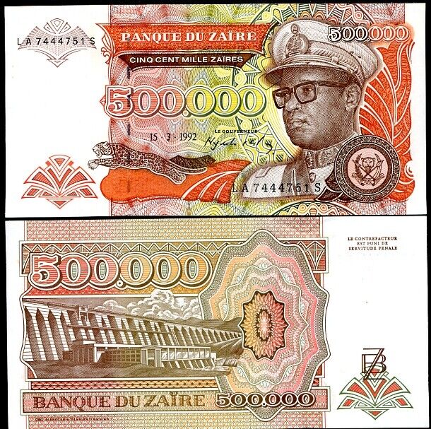Zaire 500000 Zaire 1992 P 43a UNC