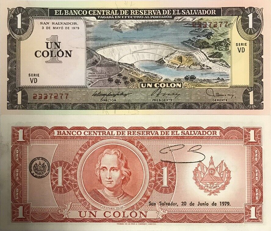 El Salvador 1 Colon 1979 P 125 b AUNC Little Foxing