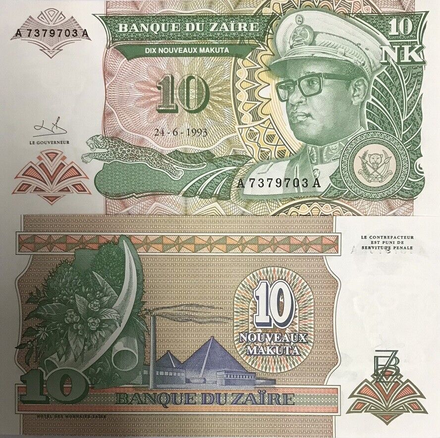 Zaire 10 Zaire 1993 P 49 AUnc