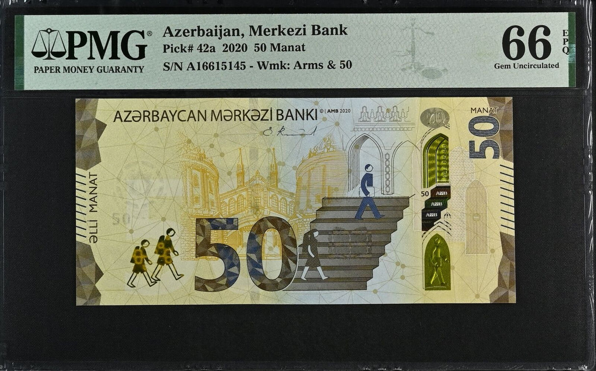 Azerbaijan 50 Manat 2020 P 42 a Gem UNC PMG 66 EPQ