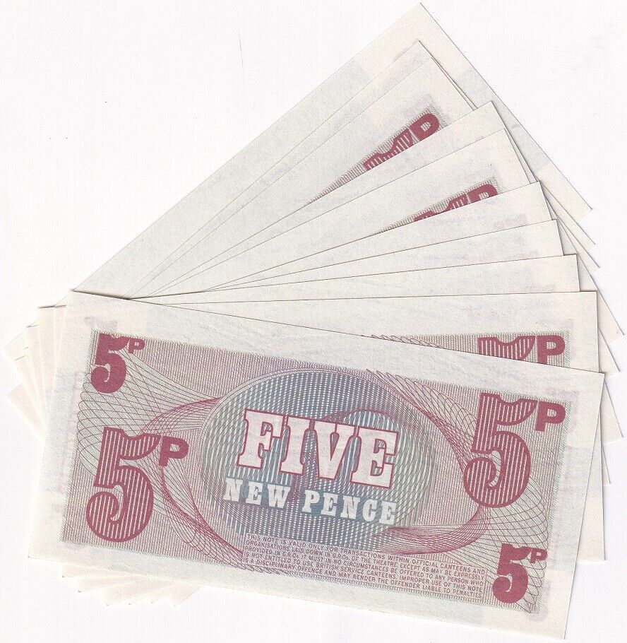 Great BRITAIN BRITISH 5 PENCE England 6th 1972 P M47 UNC LOT 10 PCS