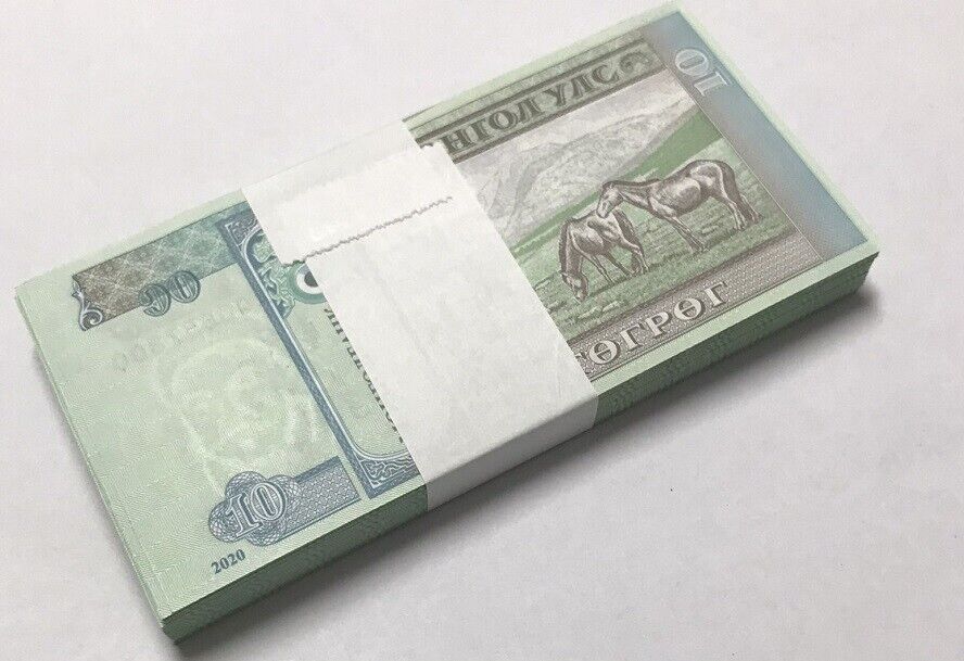 Mongolia 10 Tugrik 2020 P 62 K UNC LOT 100 PCS