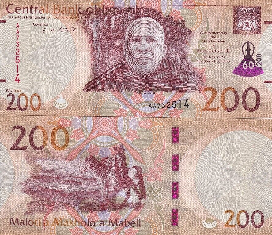 Lesotho 200 Maloti 2023 P 31 Commemorative AA Prefix UNC