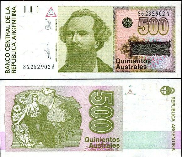 ARGENTINA 500 AUSTRALES 1990 P 328 UNC