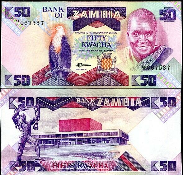 ZAMBIA 50 KWACHA ND 1986 - 1988 P 28 UNC