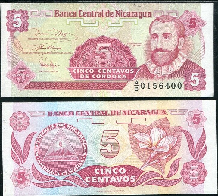 NICARAGUA 5 CENTAVO 1991 P 168 UNC