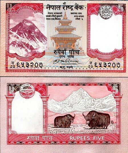 NEPAL 5 RUPEES 2009 P 60 EVEREST YAKS UNC