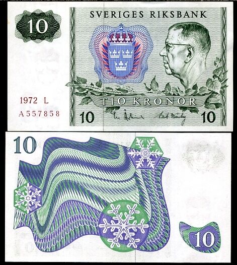 Sweden 10 Kronor Mixed Year P 52 AUNC