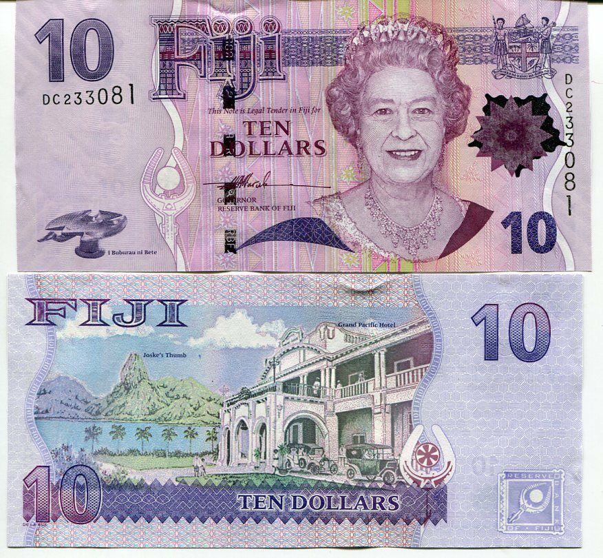 Fiji 10 Dollars ND 2007 P 111 a QE II UNC