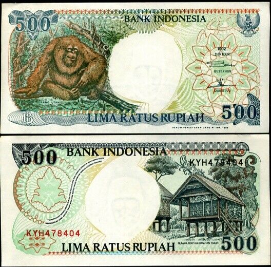 INDONESIA 500 RUPIAH 1992/1999 P 128 MONKEY UNC
