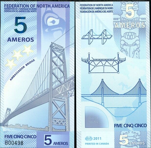 FEDERATION OF NORTH AMERICA 5 AMEROS 2011 POLYMER UNC