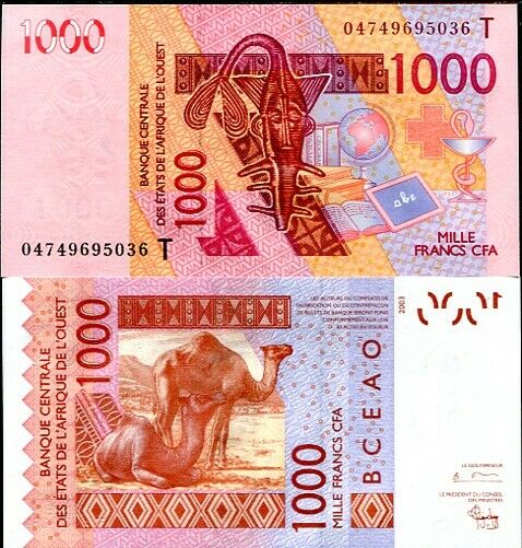 WEST AFRICAN STATE TOGO 1000 1,000 FR. 2003 (2004) P 815 T UNC