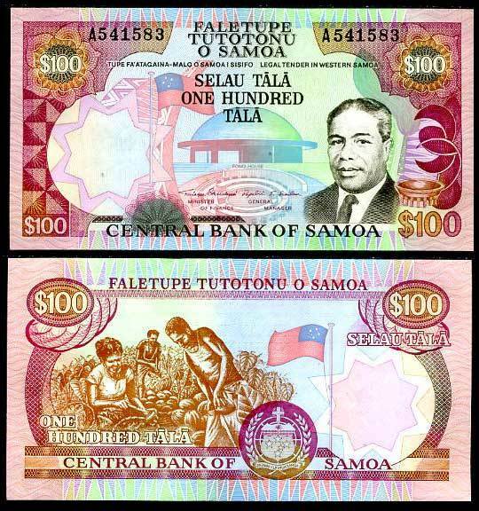WESTERN SAMOA 100 TALA 1990 A PREFIX P 30 UNC