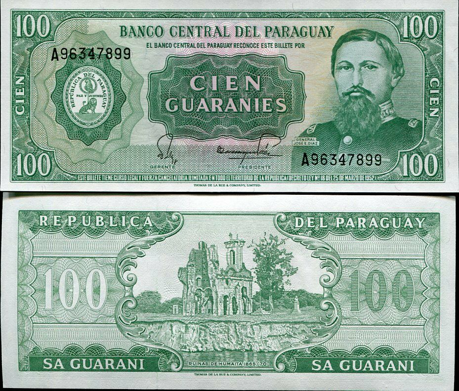 PARAGUAY 100 GUARANIES 1982 P 205 UNC