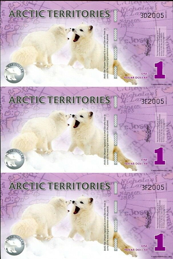 ARCTIC TERRITORIES 1 DOLLARS 2012 SERIES D E F MATCHING SHEET 3 UNC