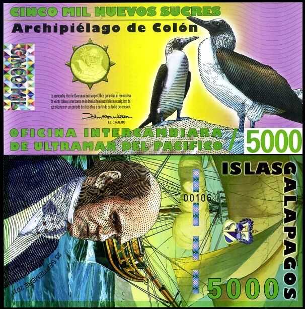 GALAPAGOS 5000 5,000 SUCRES 2011 POLYMER UNC