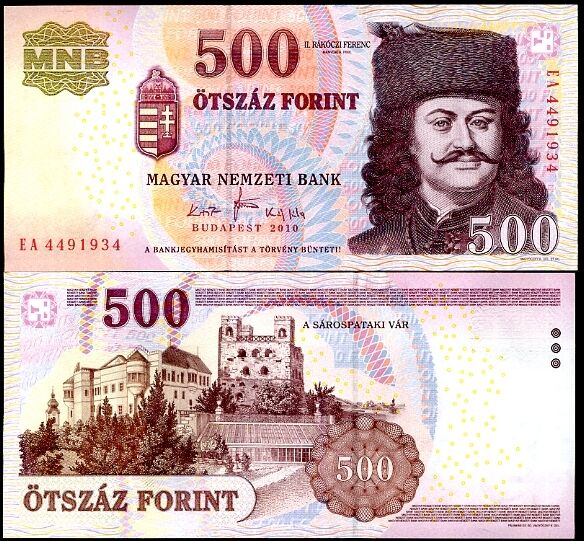 HUNGARY 500 FORINT 2010 P 196 UNC