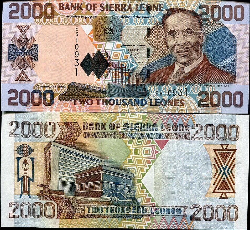 SIERRA LEONE 2000 2,000 LEONES 2002 P 26a UNC