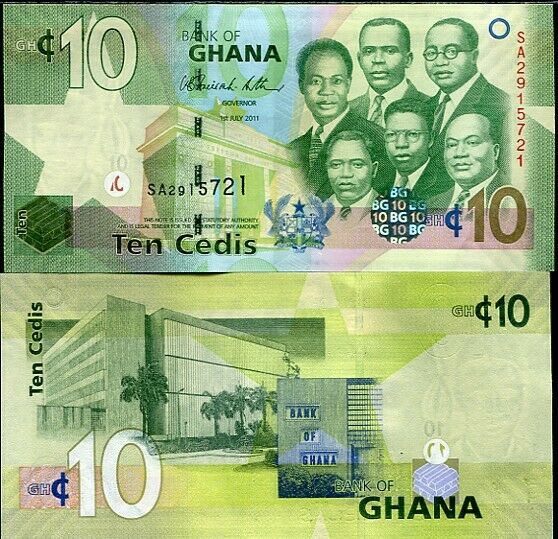 GHANA 10 CEDIS 2011 P 39 AUNC ABOUT UNC