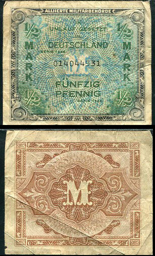 GERMANY 1/2, 0.5 PFENNIG 1944 P 191 a CIRCULATED SEE SCAN