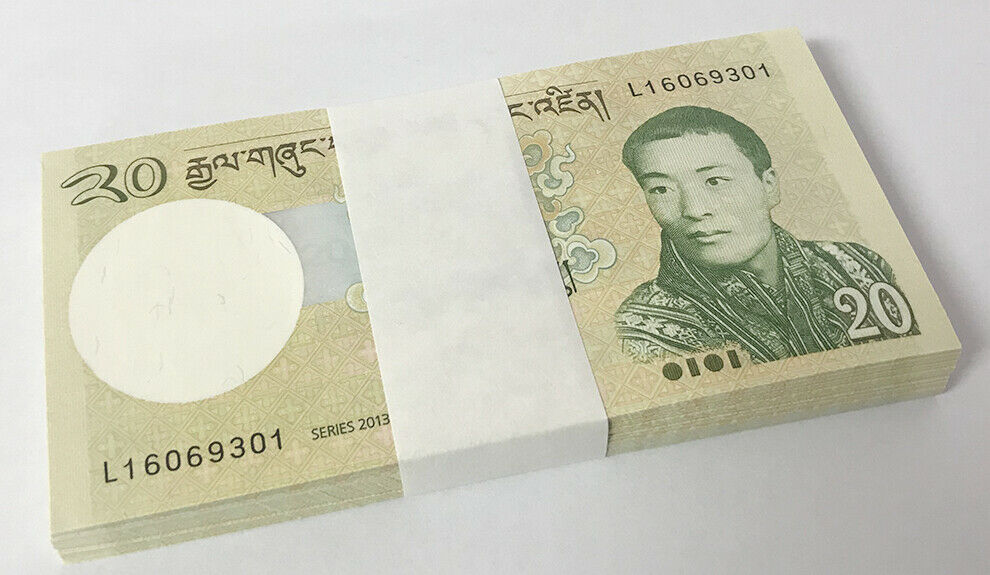 Bhutan 20 Ngultrum 2013 P 30 UNC Lot 25 Pcs 1/4 Bundle