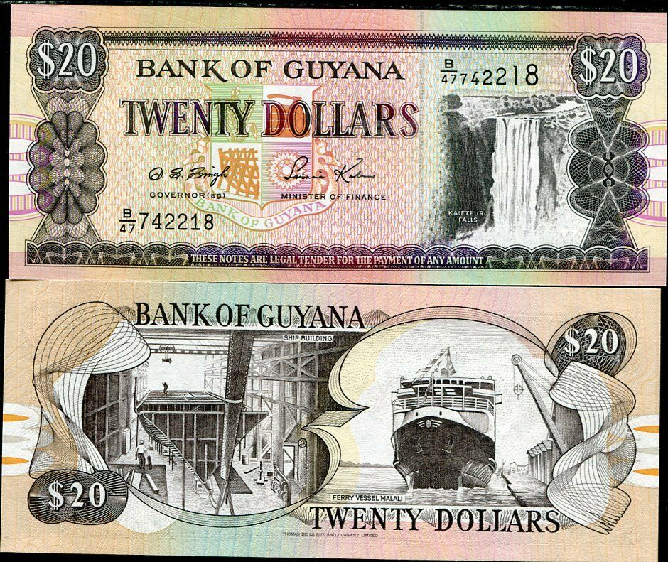 GUYANA 20 DOLLARS ND 1996 P 30 SIGN 12 UNC