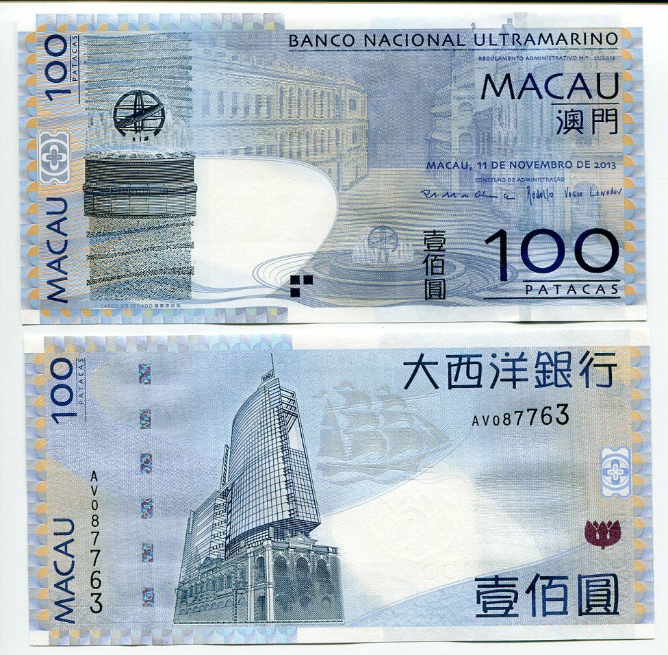 MACAU MACAO 100 PATACAS 2013 P 82 BNU UNC