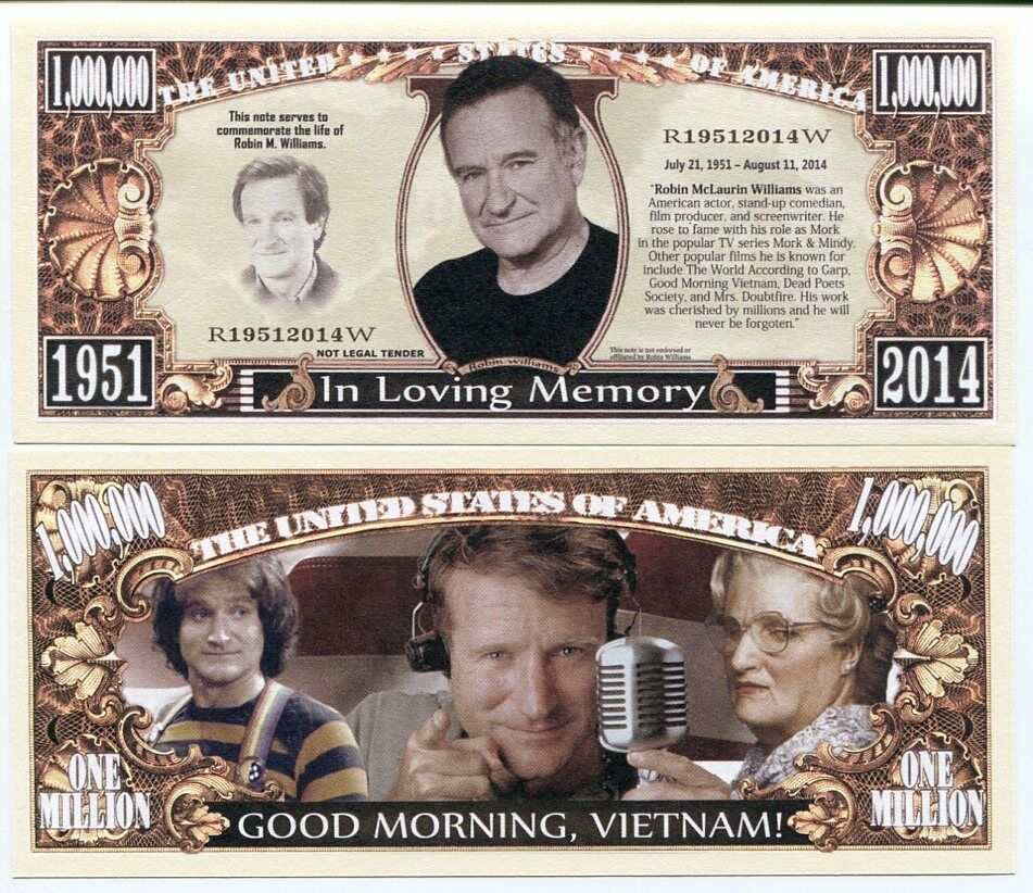 UNITED STATES USA ROBIN WILLIAMS 1951-2014 IN LOVING MEMORY DOLLAR BILL