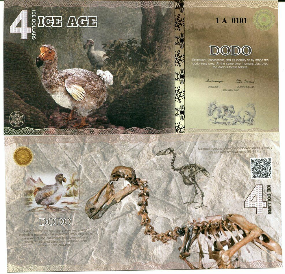 ICE AGE 4 ICE DOLLARS 2015 PAPER DODO BIRD UNC