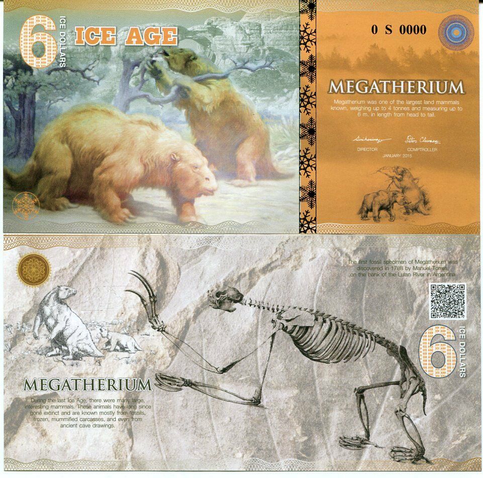 ICE AGE 6 ICE DOLLARS 2015 SPECIMEN PAPER GIANT BEAR UNC