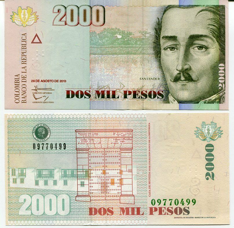 COLOMBIA 2000 2,000 PESOS 2013 P 457 UNC