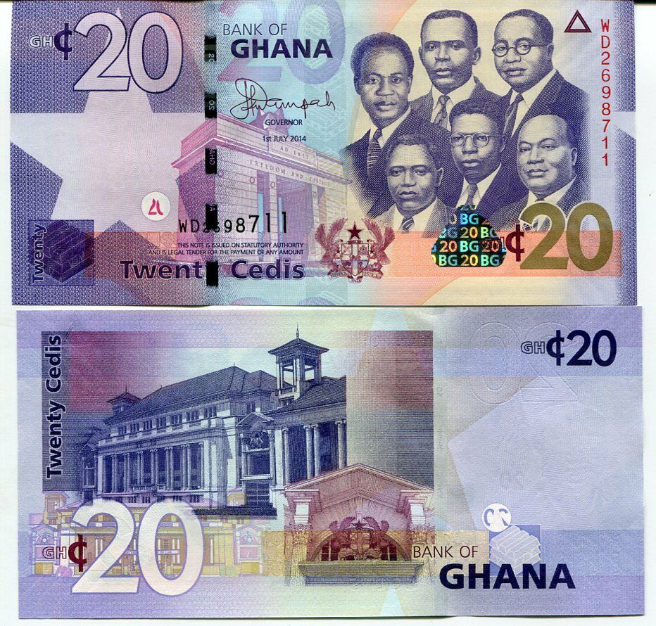GHANA 20 CEDIS 2014 P 40 UNC