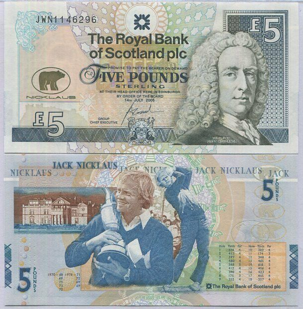 SCOTLAND 5 POUNDS 2005 P 365 NICKLAUS UNC