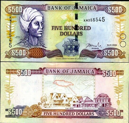 JAMAICA 500 DOLLARS 2005 P 85 UNC
