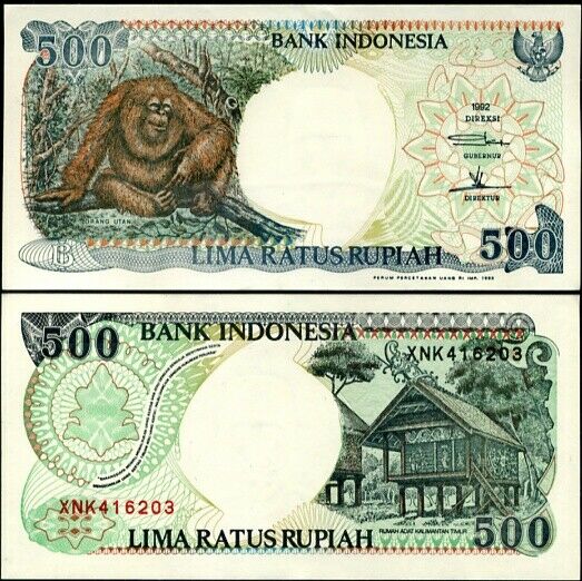 INDONESIA 500 RUPIAH 1992 / 1998 P 128 MONKEY UNC
