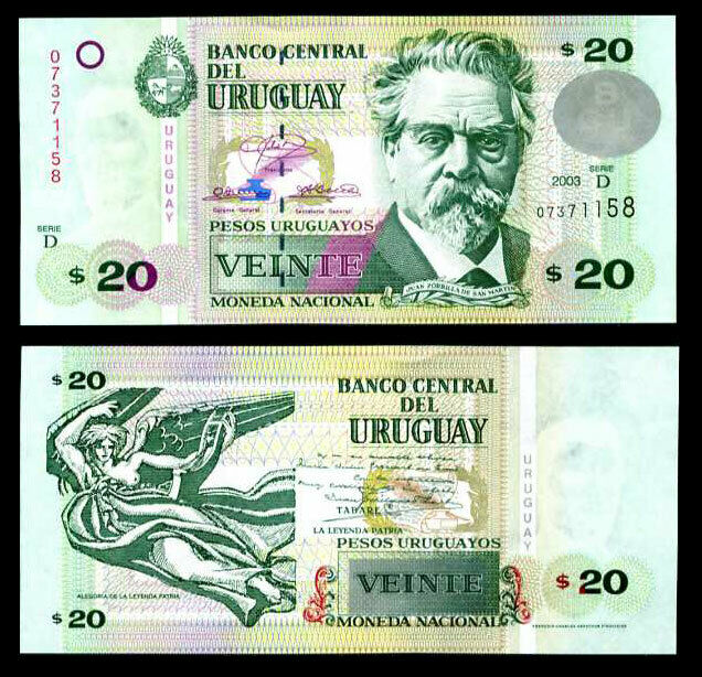 URUGUAY 20 PESOS 2003 P 83 UNC