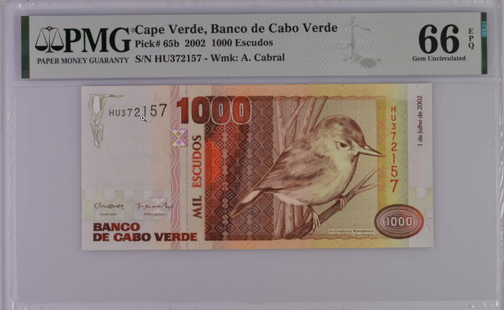 Cape Verde 1000 Escudos 2002 P 65 b Gem UNC PMG 66 EPQ