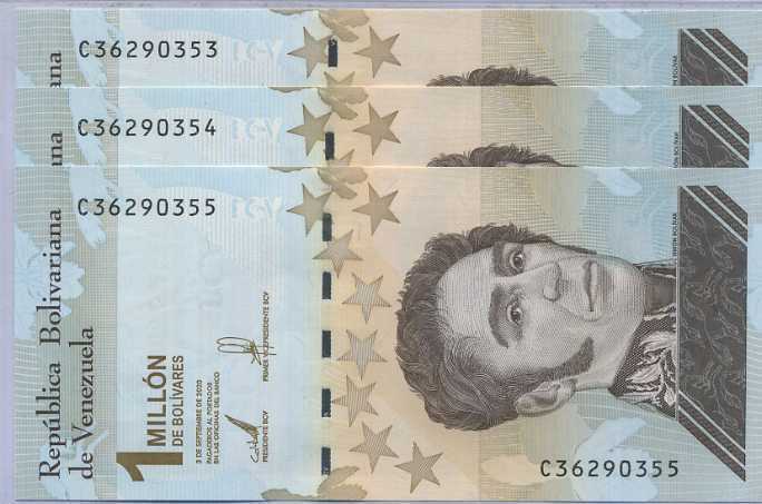 Venezuela 1 Million 1000000 Bolivares 2020/2021 P 114 UNC Lot 3 Pcs