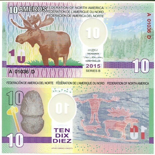 FEDERATION OF NORTH AMERICA 10 AMERO 2015 / 2016 POLYMER CLEAR WINDOW MOOSE UNC
